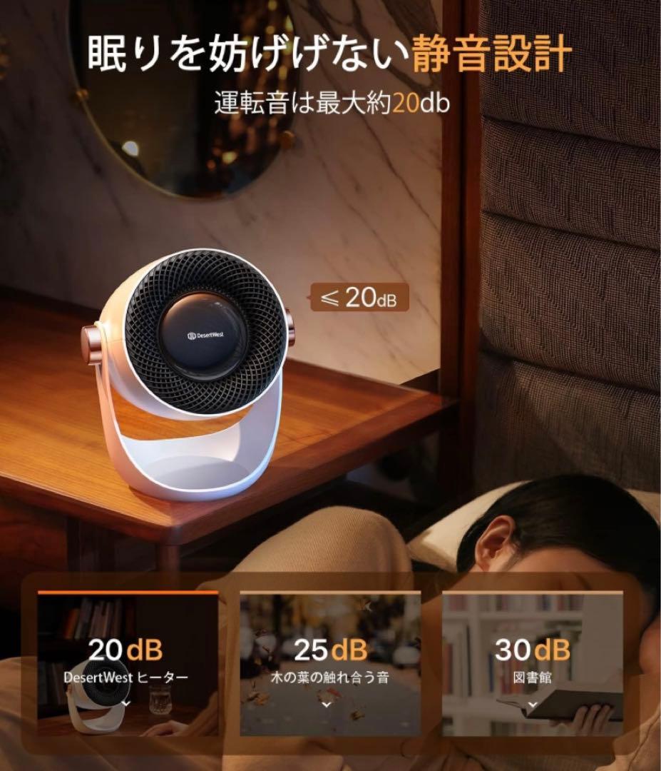 DesertWest セラミックヒーター 超小型 電気ファンヒーター 速暖