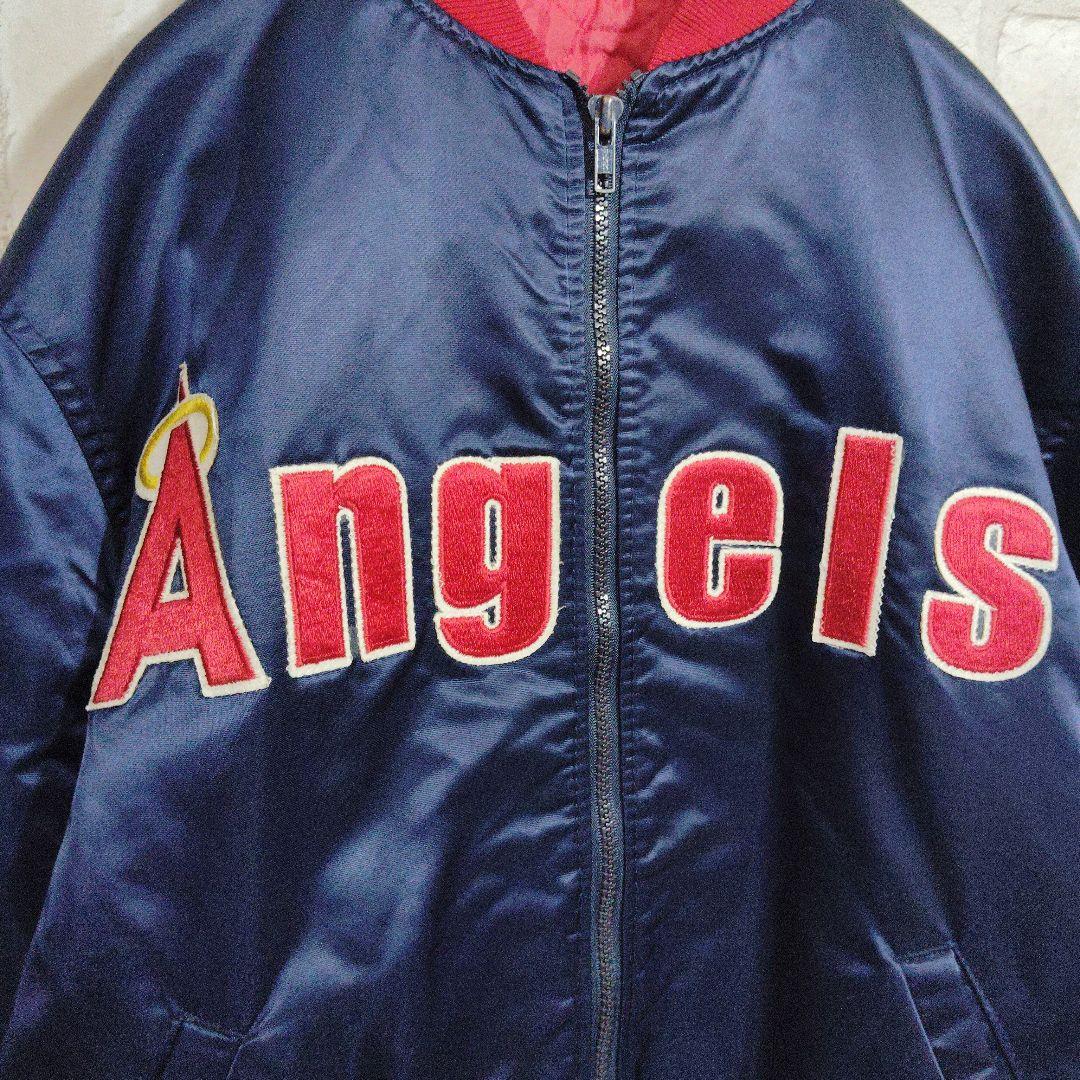 スターター　90s　USA製　スカジャン　スタジャン　エンゼルス　ネイビー　刺繍