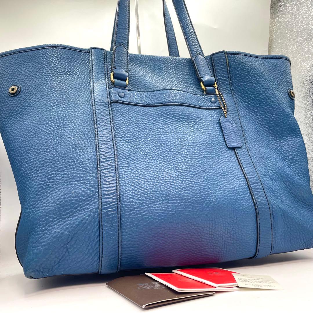 希少色！　コーチ　ビジネスバッグ　メンズ　トートバッグ　大容量　ブルー