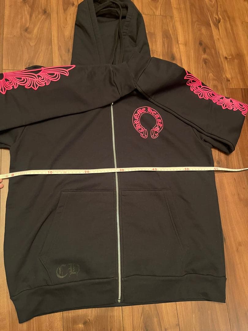 クロムハーツ ジップアップ パーカー フローラルクロス ホースシュー ピンク M