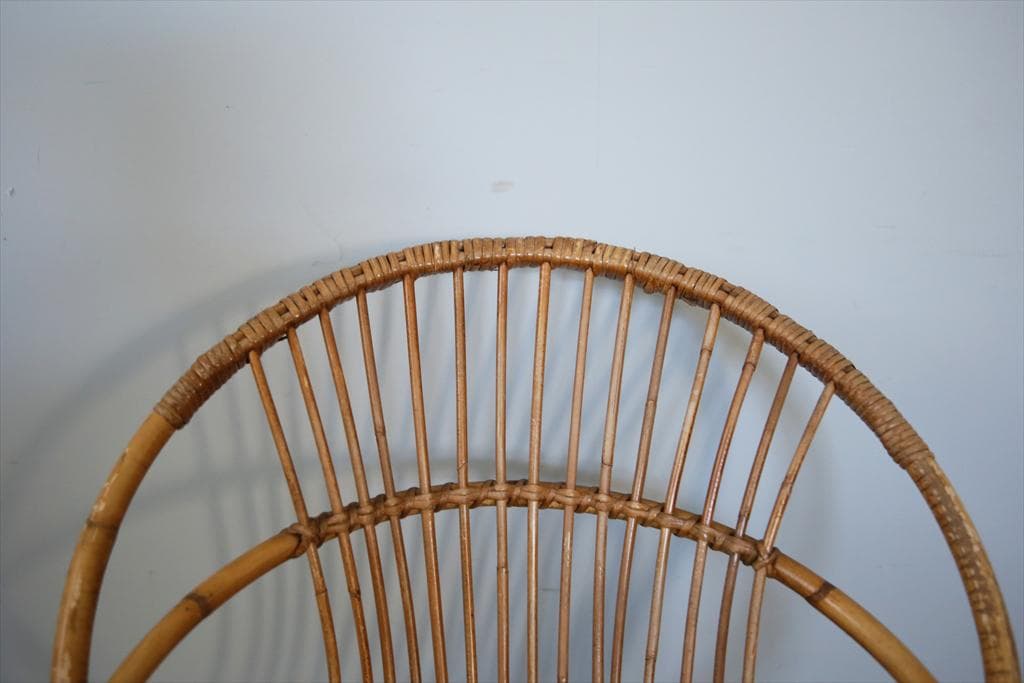 フランスアンティーク籐ラタンチェア/1人掛けソファ/竹バンブーイス90-51-2