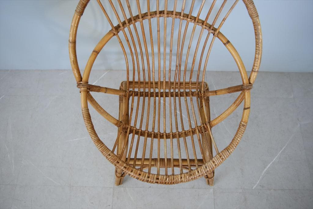 フランスアンティーク籐ラタンチェア/1人掛けソファ/竹バンブーイス90-51-2
