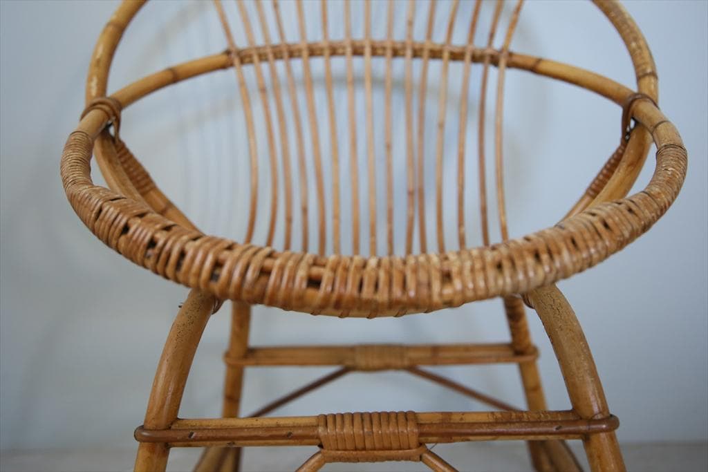 フランスアンティーク籐ラタンチェア/1人掛けソファ/竹バンブーイス90-51-2