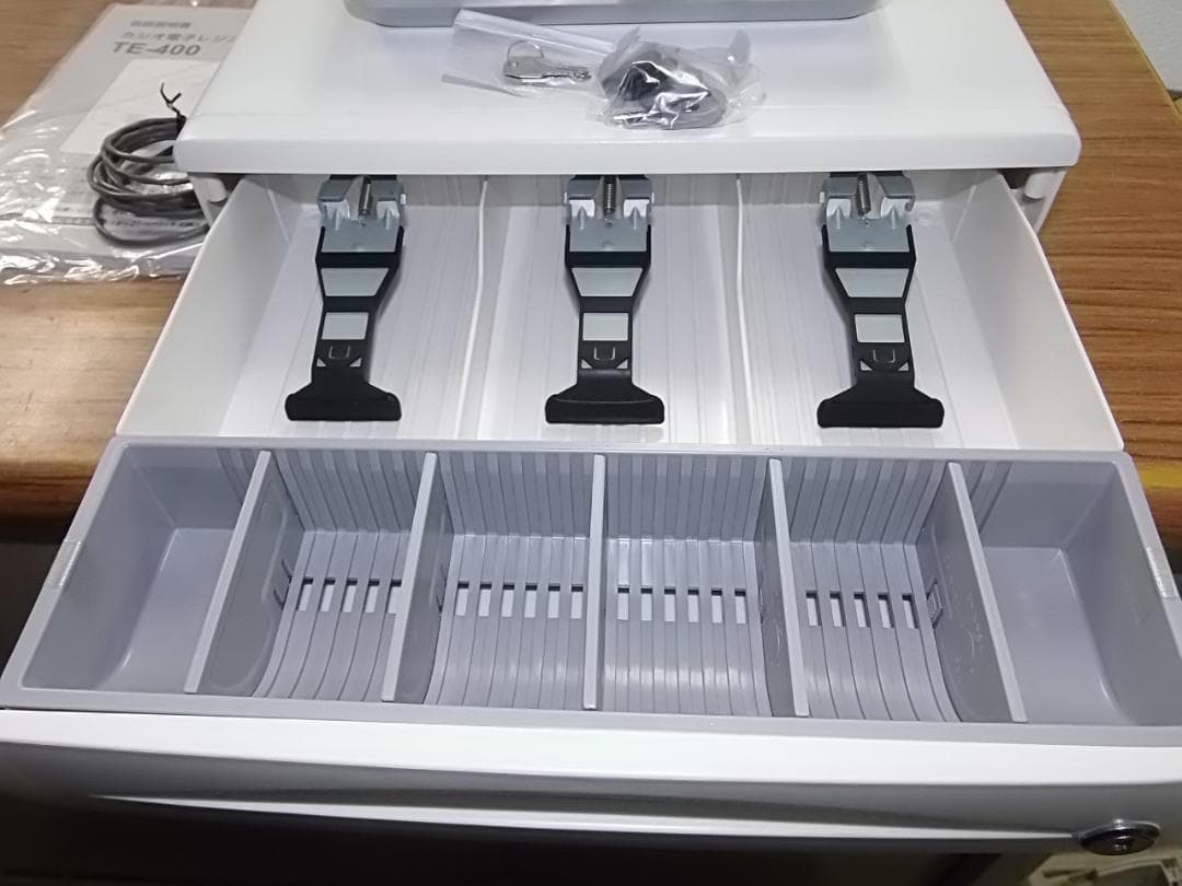 ほぼ新品ケーブル付120領収書設定無料カシオTE-400インボイスレジスター