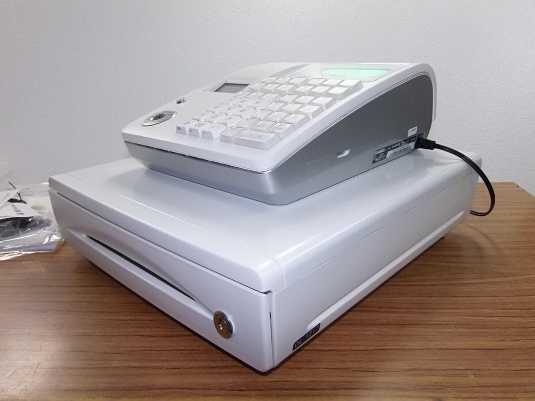 ほぼ新品ケーブル付120領収書設定無料カシオTE-400インボイスレジスター