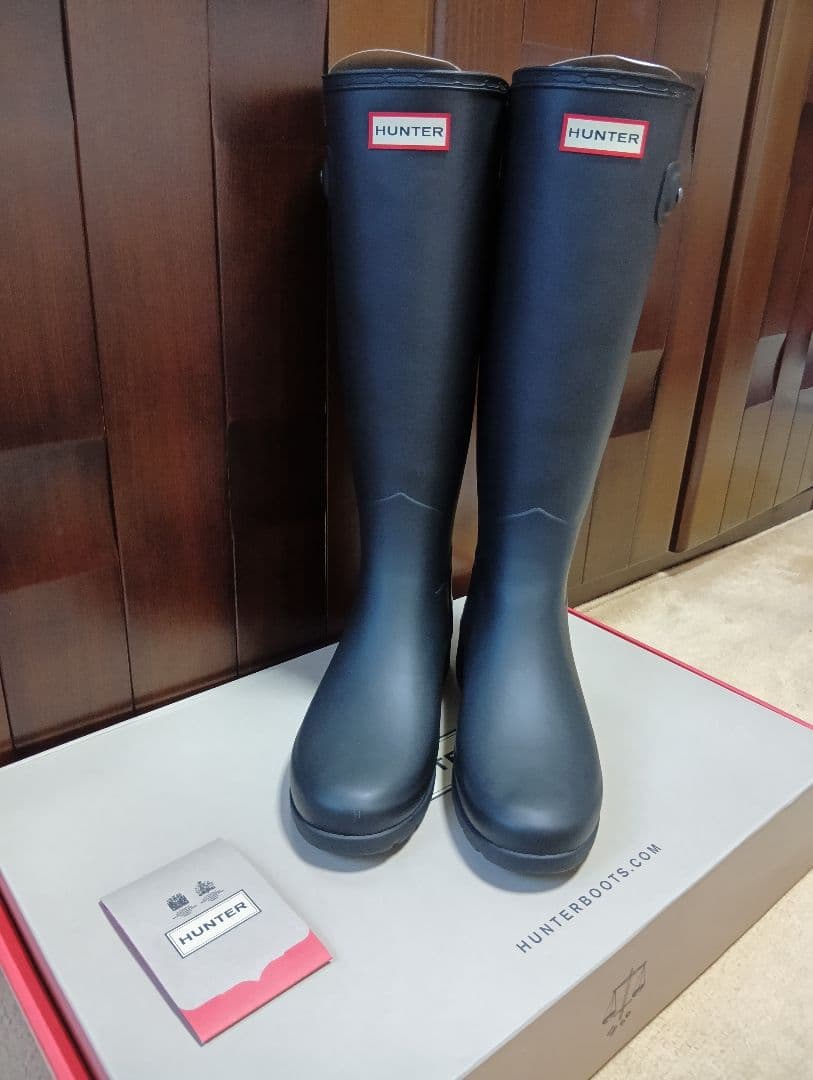 ひろ　HUNTER ブラック レインブーツ バックル付き