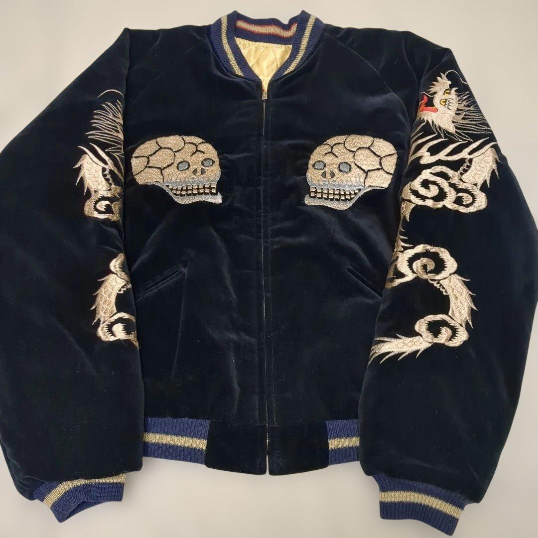 美品 テーラー東洋　別珍 スカジャン 　蛇髑髏　龍　虎　スーベニアジャケット　L