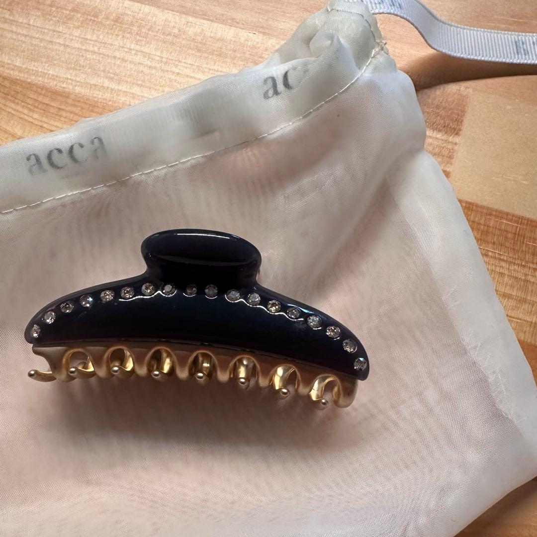 acca アッカ ヘアクリップ ミドル ブラック＆ゴールド 袋付