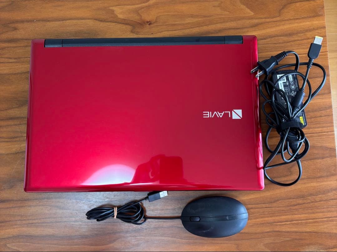 LAVIE ノートPC 赤色 本体 + マウス　一部難有り