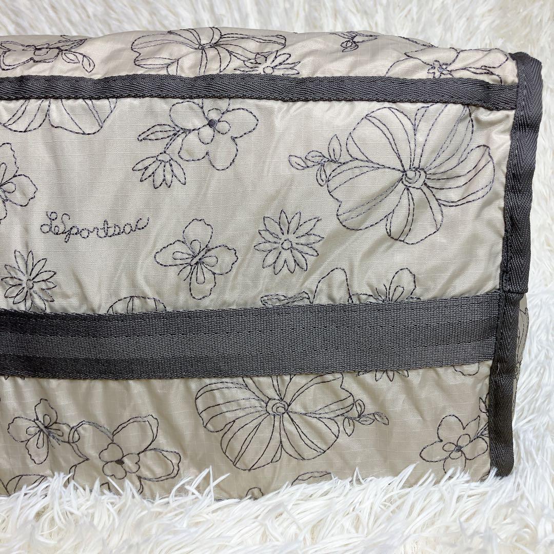 ✨極美品✨レスポートサック　ボストンバッグ　刺繍　花柄　ベージュ　ショルダー