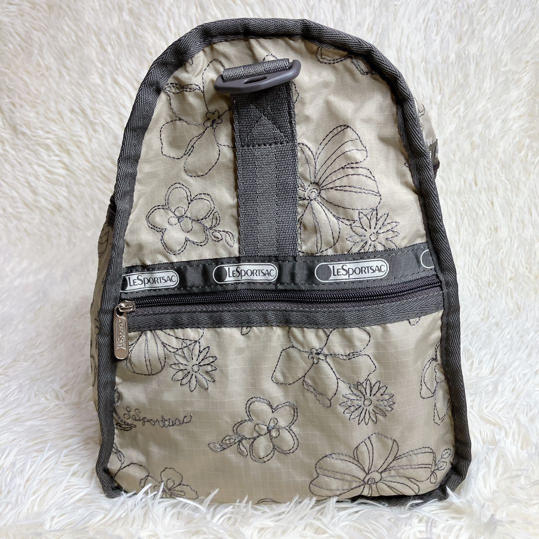 ✨極美品✨レスポートサック　ボストンバッグ　刺繍　花柄　ベージュ　ショルダー