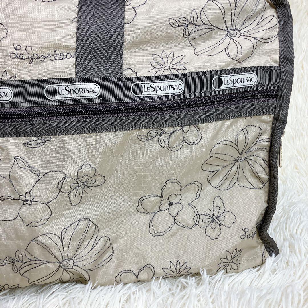 ✨極美品✨レスポートサック　ボストンバッグ　刺繍　花柄　ベージュ　ショルダー