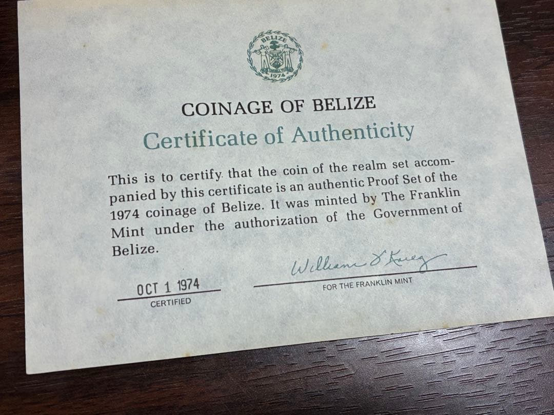 フランクリンミント　ベリーズ　8種類　硬貨セット　1974