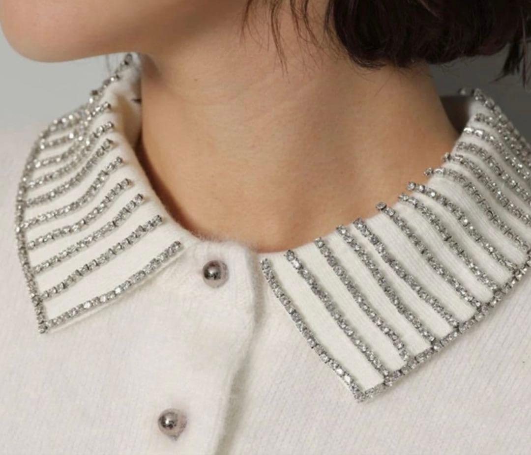 人気完売　Arpege story 衿ビジューカーデ