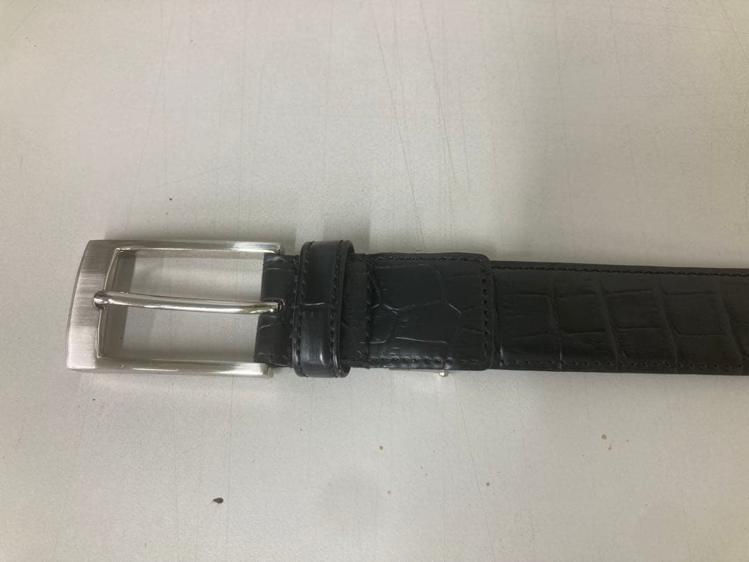 【極美品】PRAIRIE GINZA メンズベルト コードバン クロコ型押し 黒