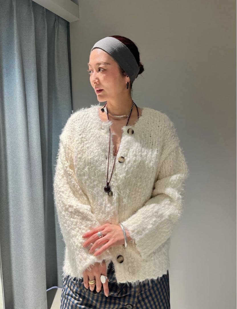 スタニングルアー 新品紙タグ付き⭐️スラブフェザーカーディガンウールコートアウター