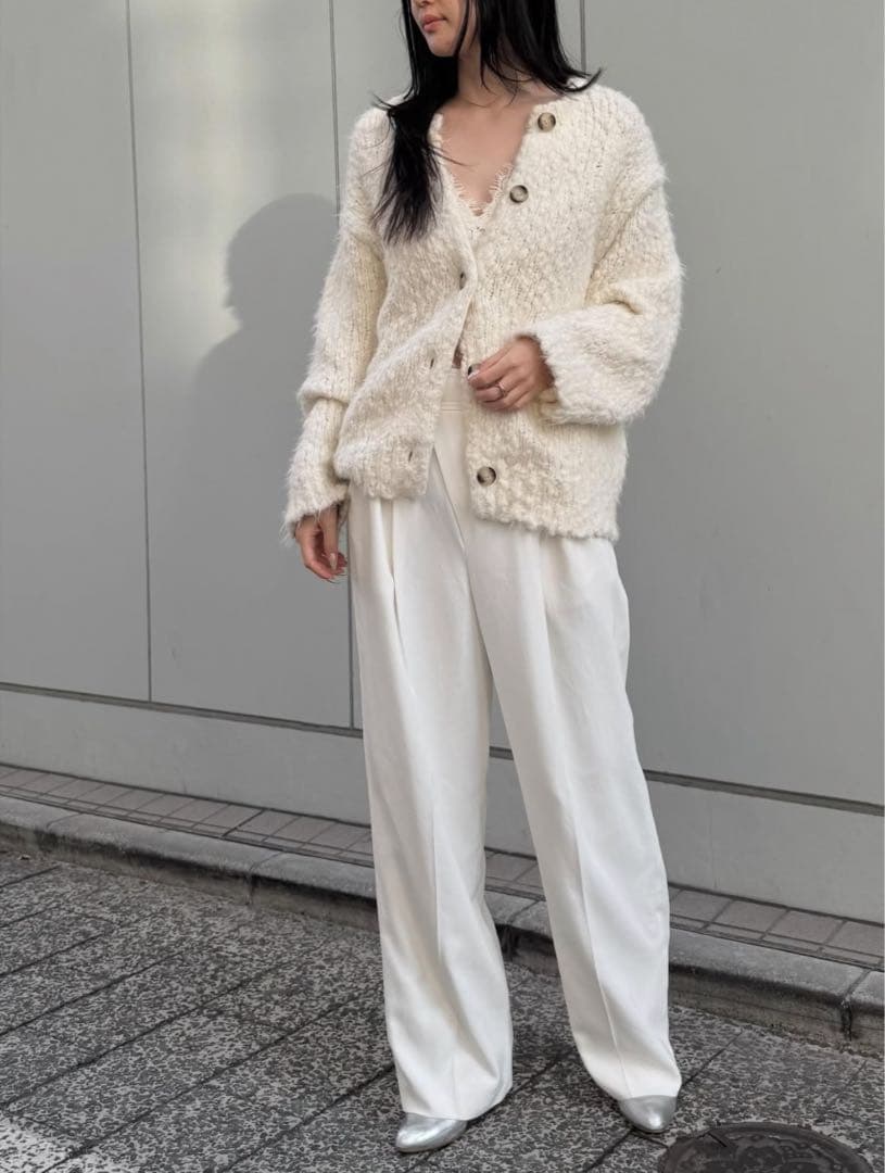 スタニングルアー 新品紙タグ付き⭐️スラブフェザーカーディガンウールコートアウター