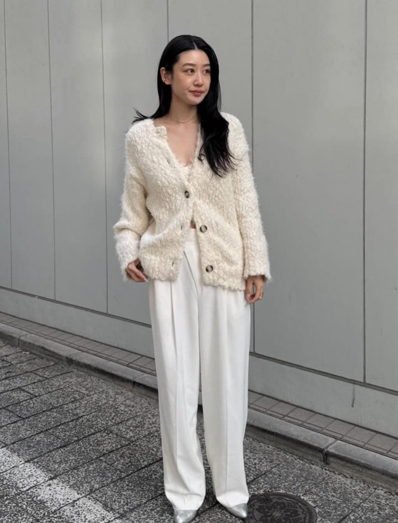 スタニングルアー 新品紙タグ付き⭐️スラブフェザーカーディガンウールコートアウター