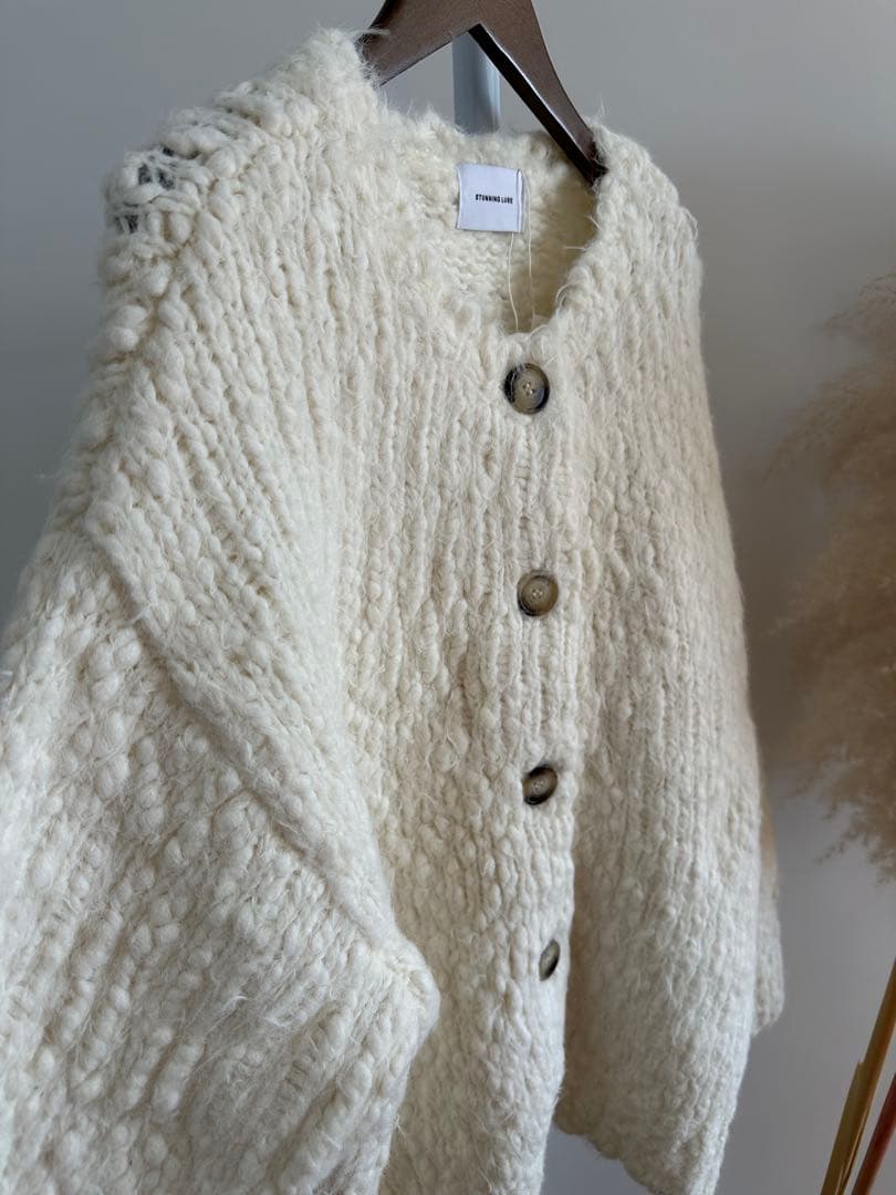 スタニングルアー 新品紙タグ付き⭐️スラブフェザーカーディガンウールコートアウター