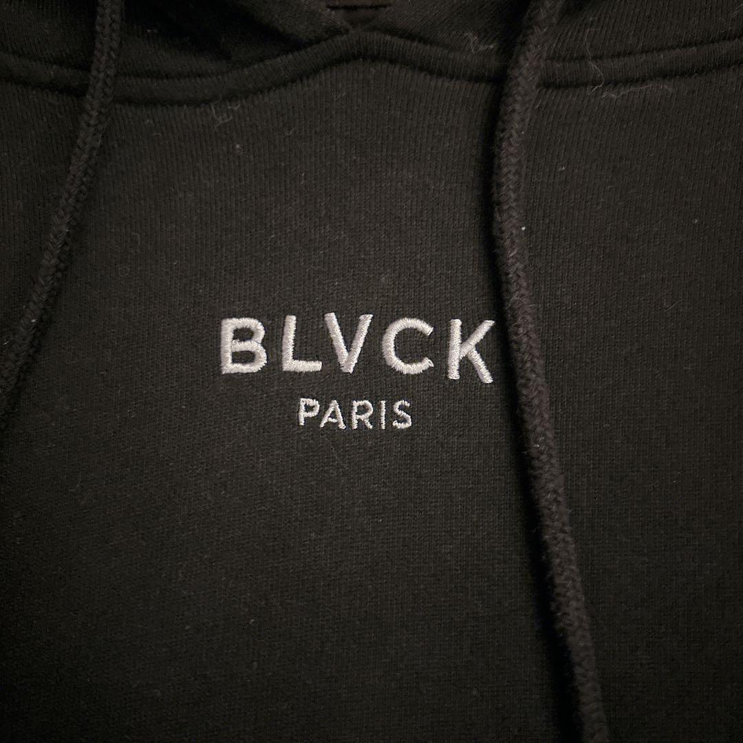 希少 BLVCK PARIS ロゴ刺繍 パーカー ブラックパリ 黒 S