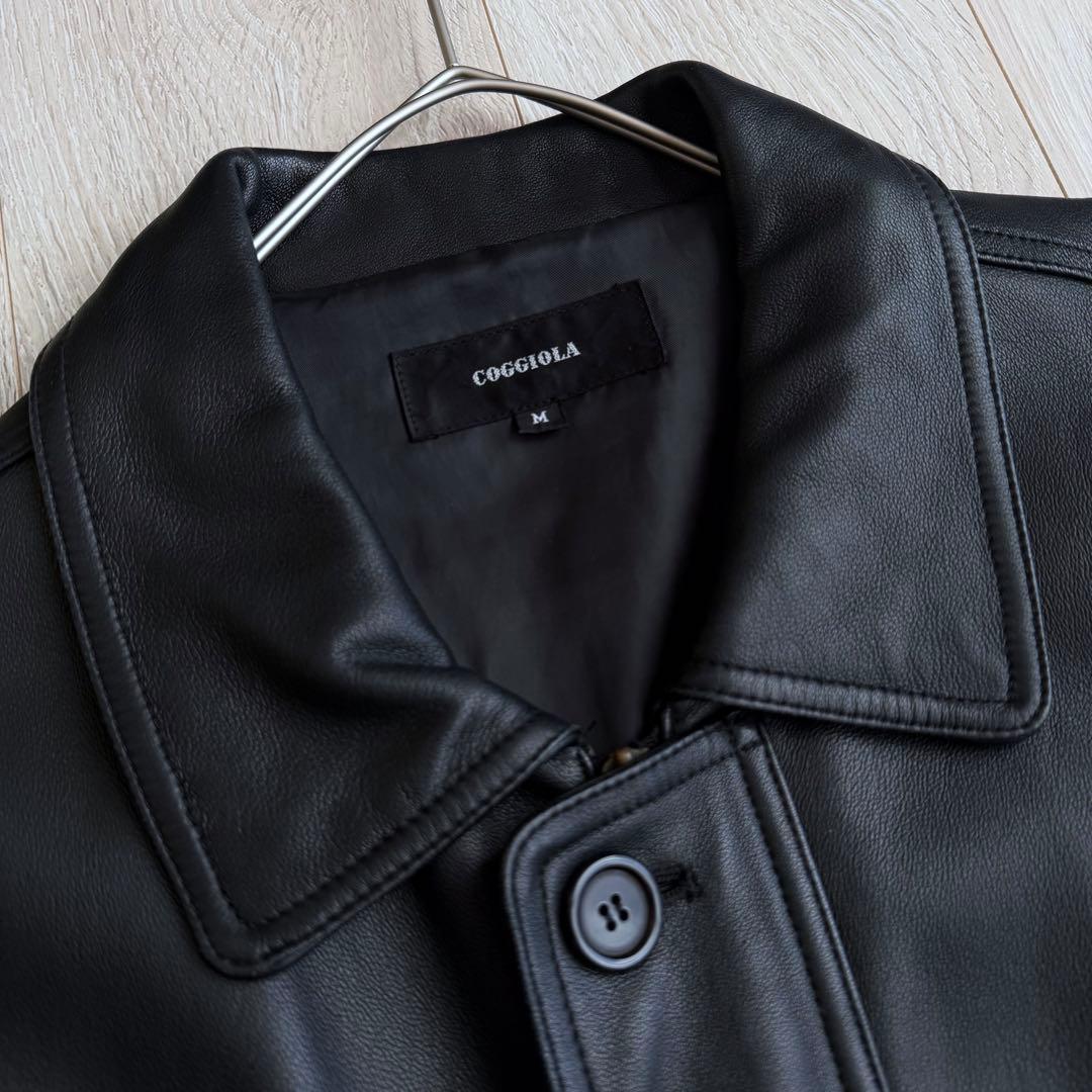 希少 VINTAGE ラムレザー カーコート ブラック M 羊革 レザーブルゾン