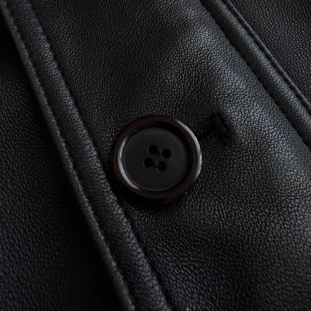 希少 VINTAGE ラムレザー カーコート ブラック M 羊革 レザーブルゾン