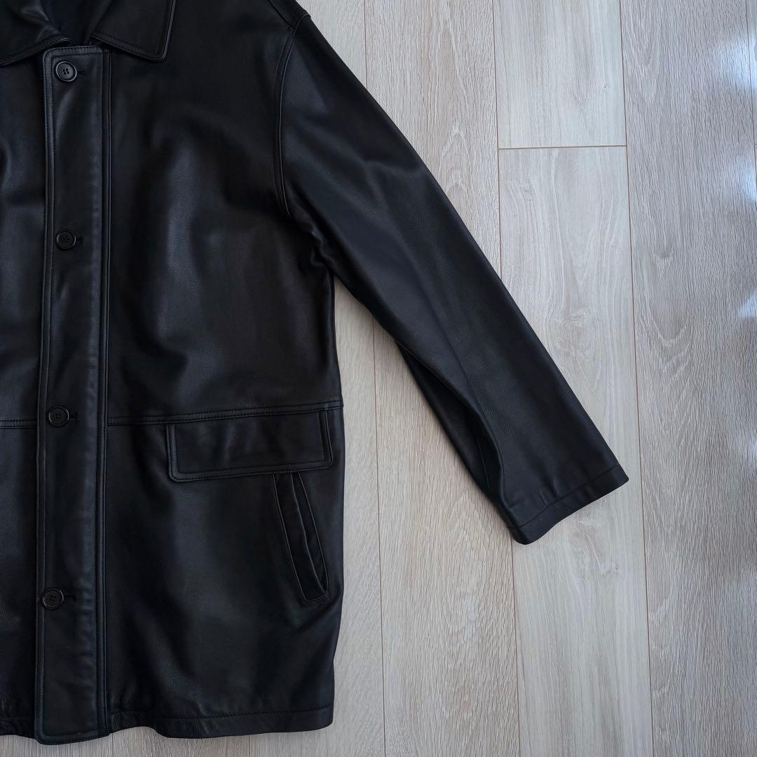 希少 VINTAGE ラムレザー カーコート ブラック M 羊革 レザーブルゾン