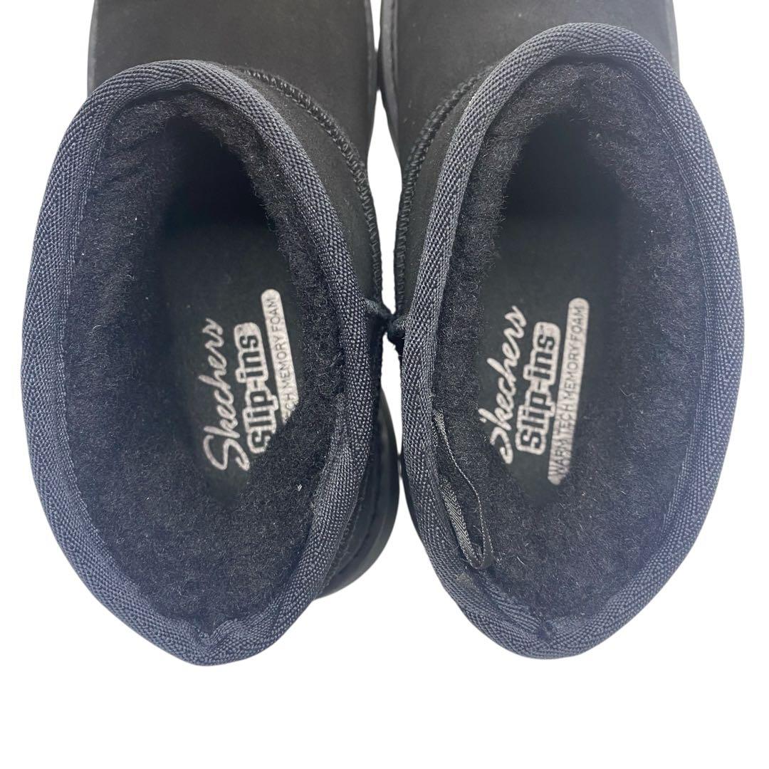 【極美品】 スケッチャーズ　24cm スリップインズ ムートンブーツ ブラック