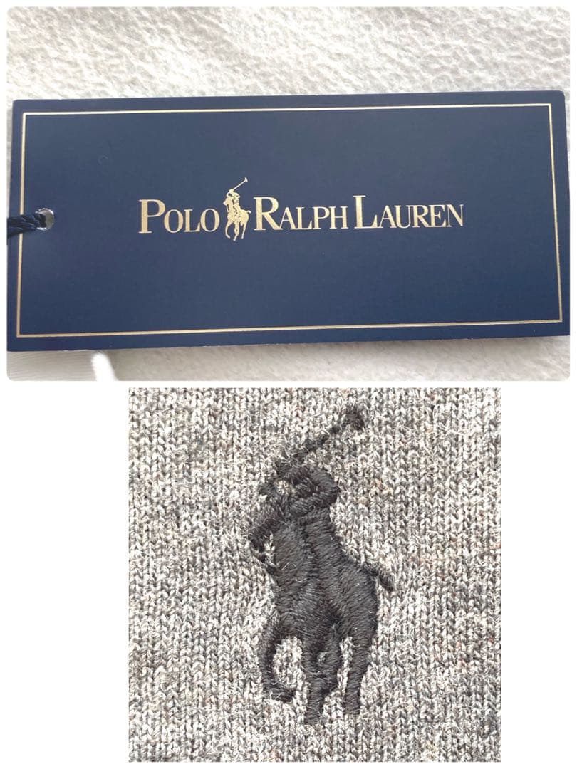 未使用タグ付　ポロバイラルフローレン　ラガーシャツ　サイズL グレー×ホワイト