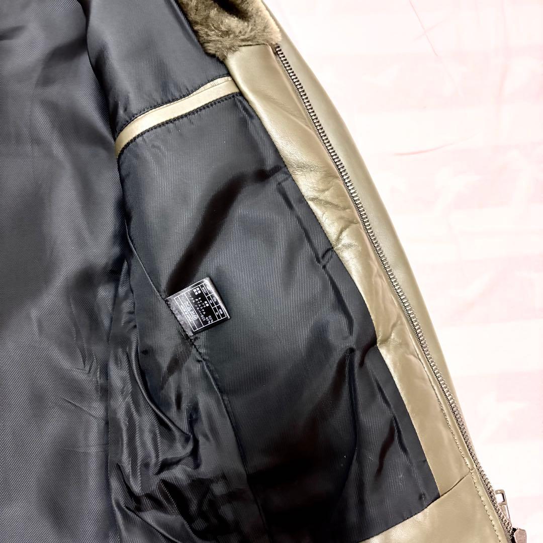 AKM ムートンレザー グリズリージャケット M カーキ 熊ジャン サイズM