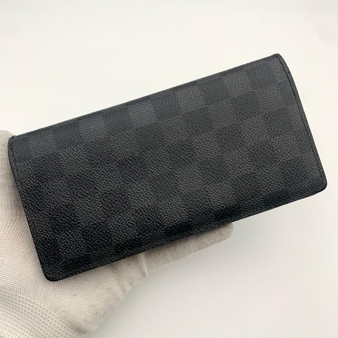 鑑定済み ルイヴィトン ポルトフォイユ ブラザ ダミエ グラフィット 長財布 黒