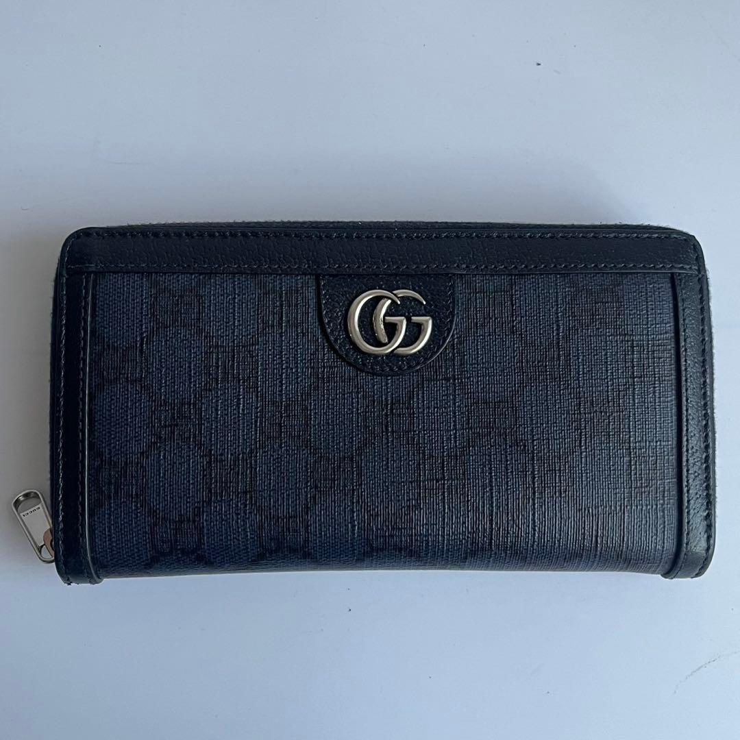 未使用級✨　GUCCI グッチ　長財布　財布　ggマーモント　ネイビー　黒