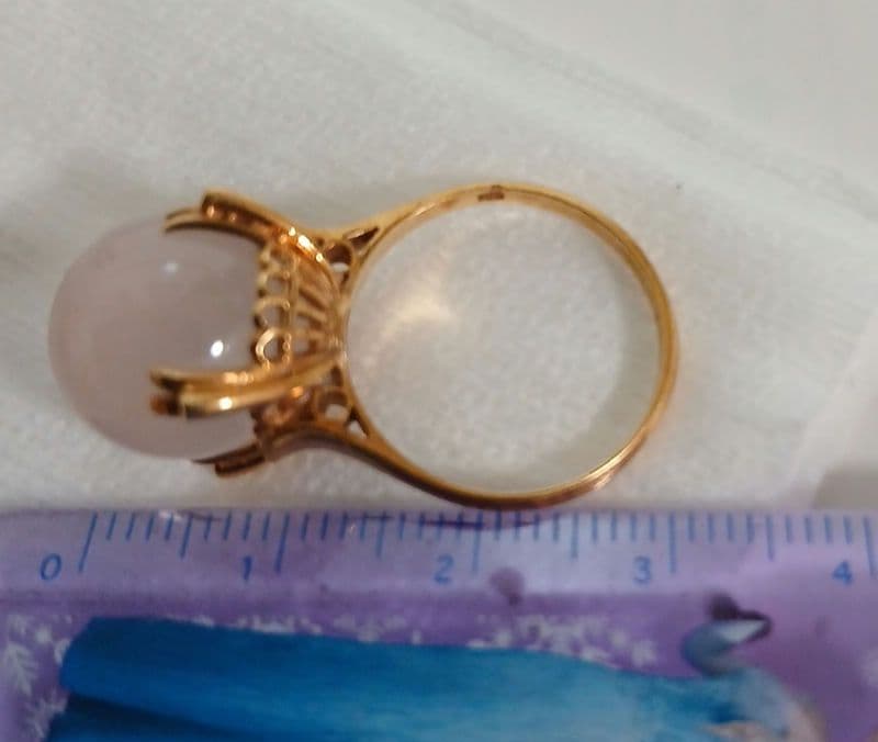 【初売り】ローズクォーツ　K18指輪　リング　宝石　昭和レトロ　鑑定済