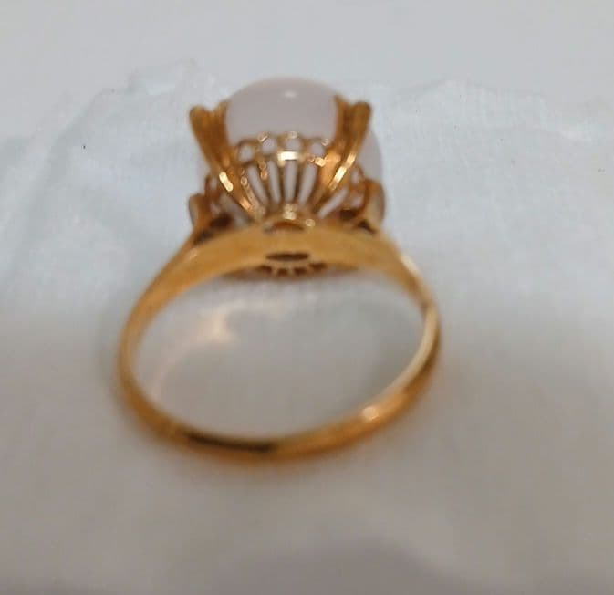 【初売り】ローズクォーツ　K18指輪　リング　宝石　昭和レトロ　鑑定済