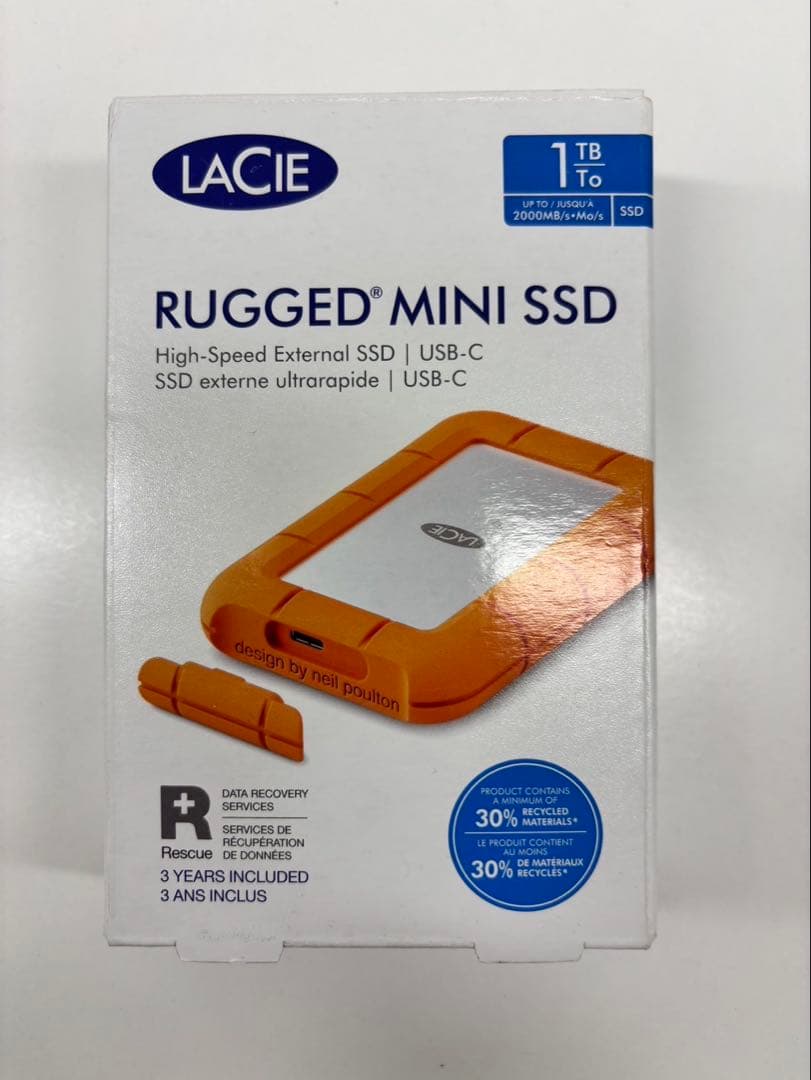 外付けハードディスク・ドライブ LACIE RUGGED MINI SSD 1TB USB-C