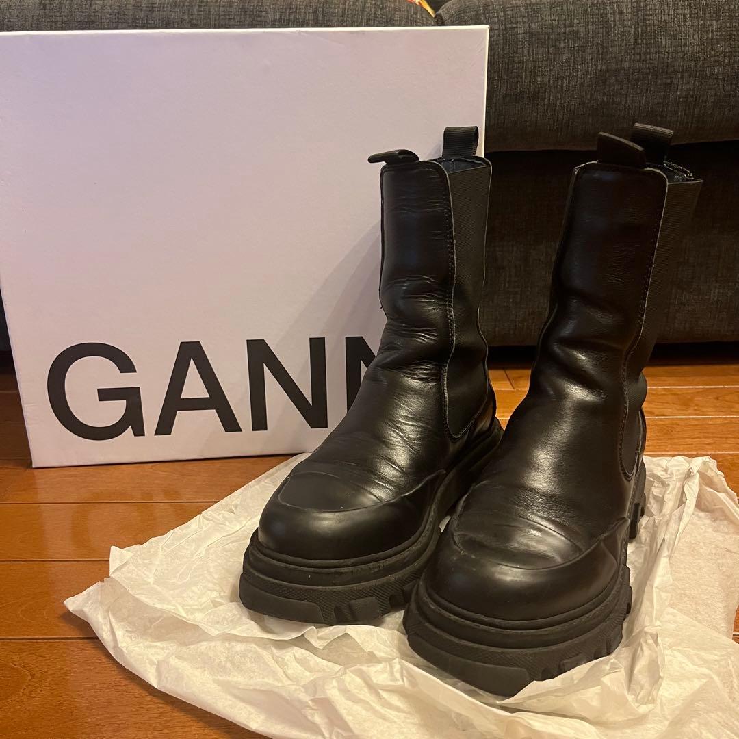 GANNI サイドゴア チェルシーブーツ ブラック L 38