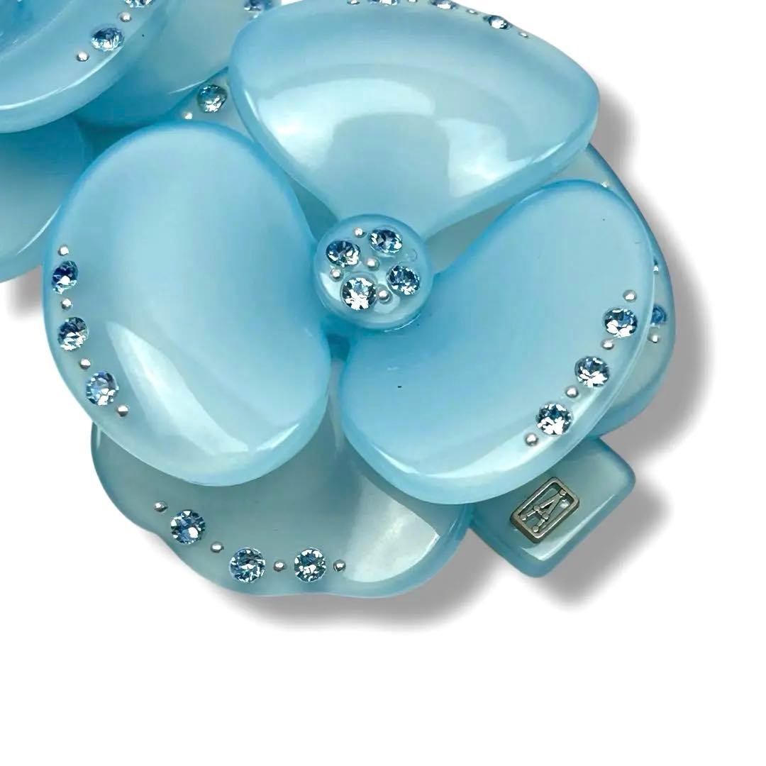 【美品】Alexandre De Paris 双子カメリア バレッタ 水色