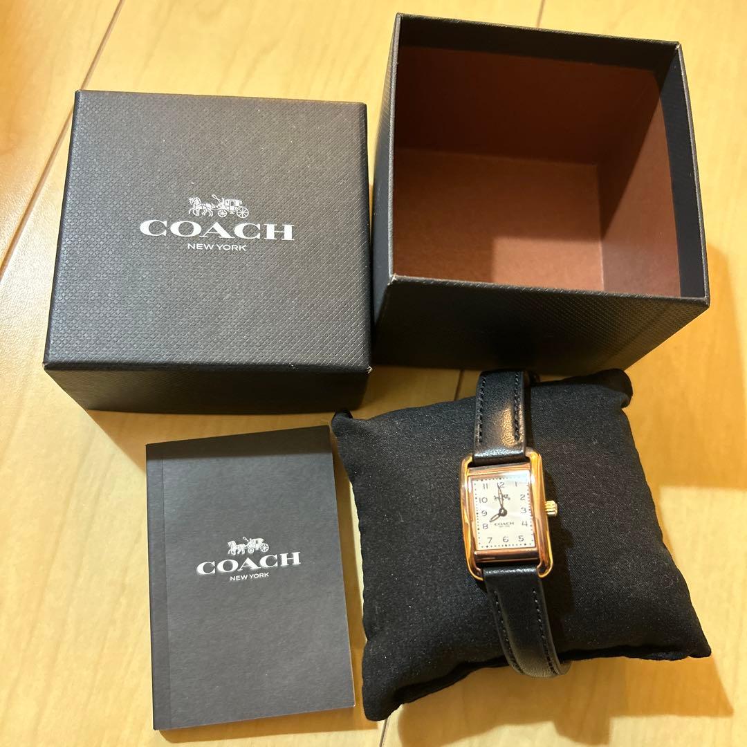 新品未使用 COACH アナログクォーツ腕時計 ブラックレザー