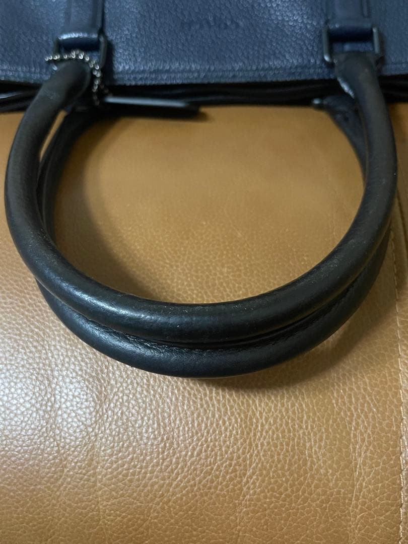 COACH ネイビー ・黒レザー トートバック　A4