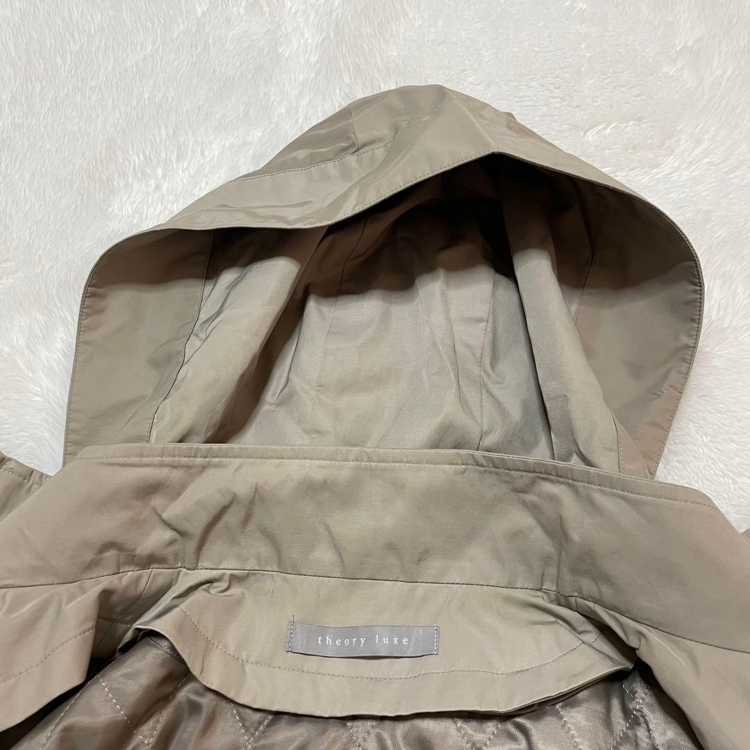 美品 theory luxe モッズコート キルティングライナー フード 38