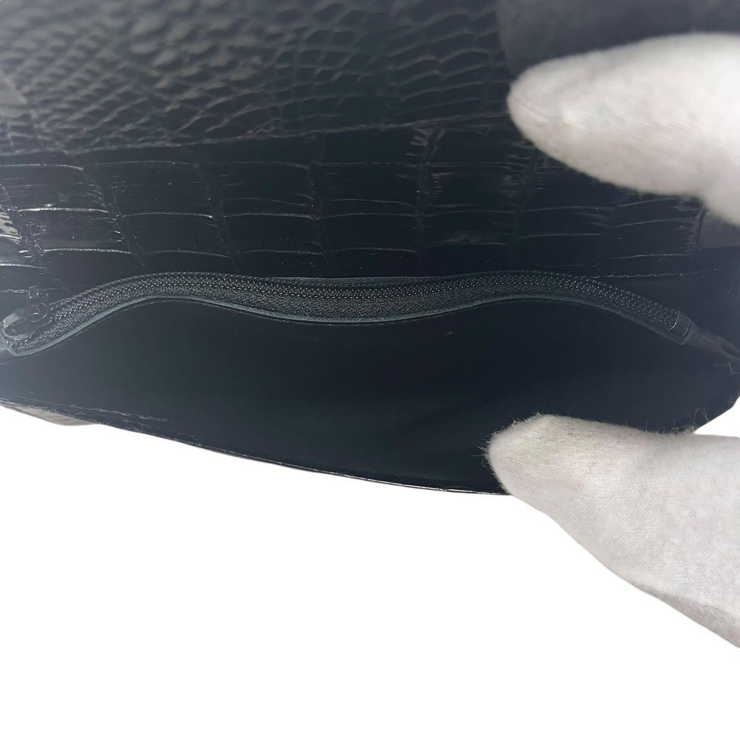 極美品 JRA認定 クロコダイル シャイニング 長財布 ブラック センター取り