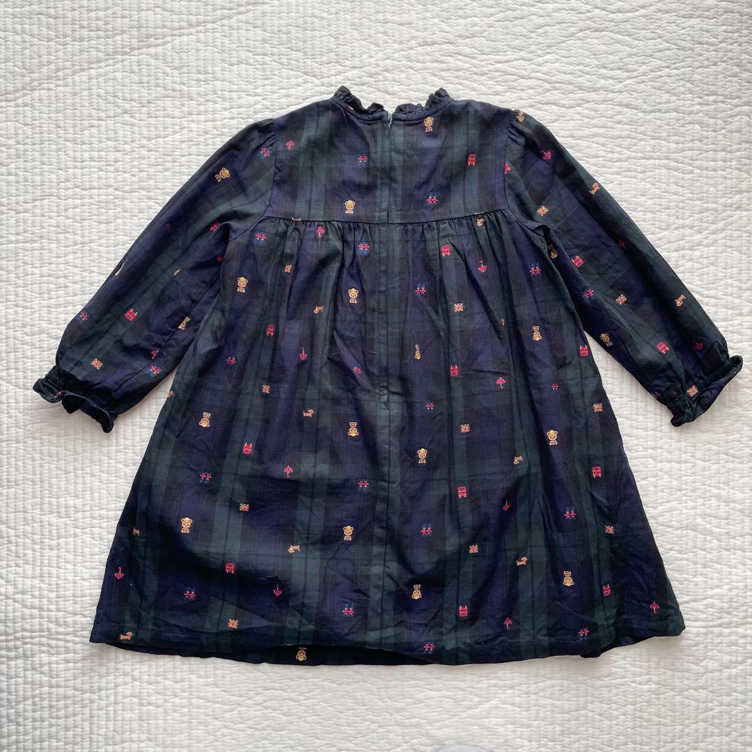 ファミリア　ブラックチェック　ワンピース　100