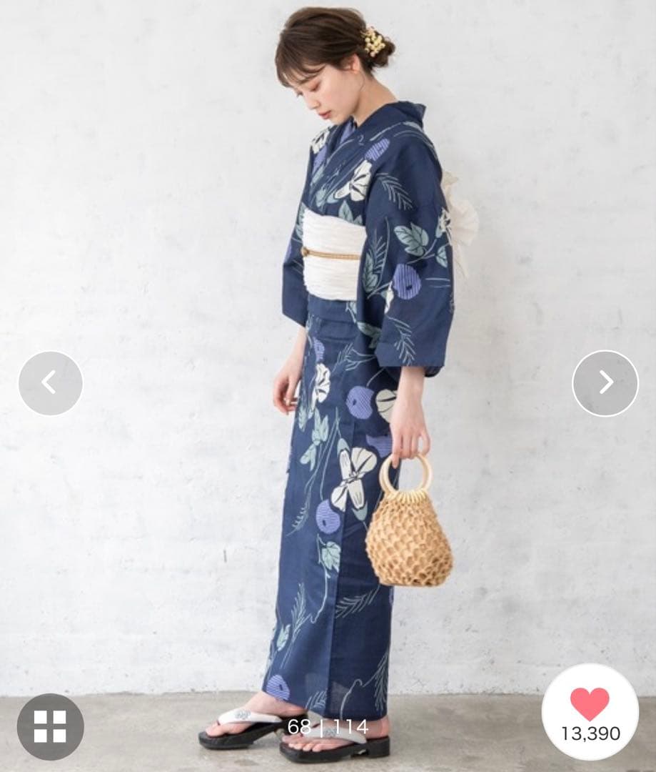 「ゆかた館グレースこだわり浴衣5点セット」＋「帯締め&帯留め」　計7点セット