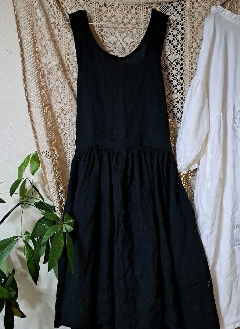 フレンチリネンギャザーたっぷりバッククロスロングエプロンドレス他おまとめ