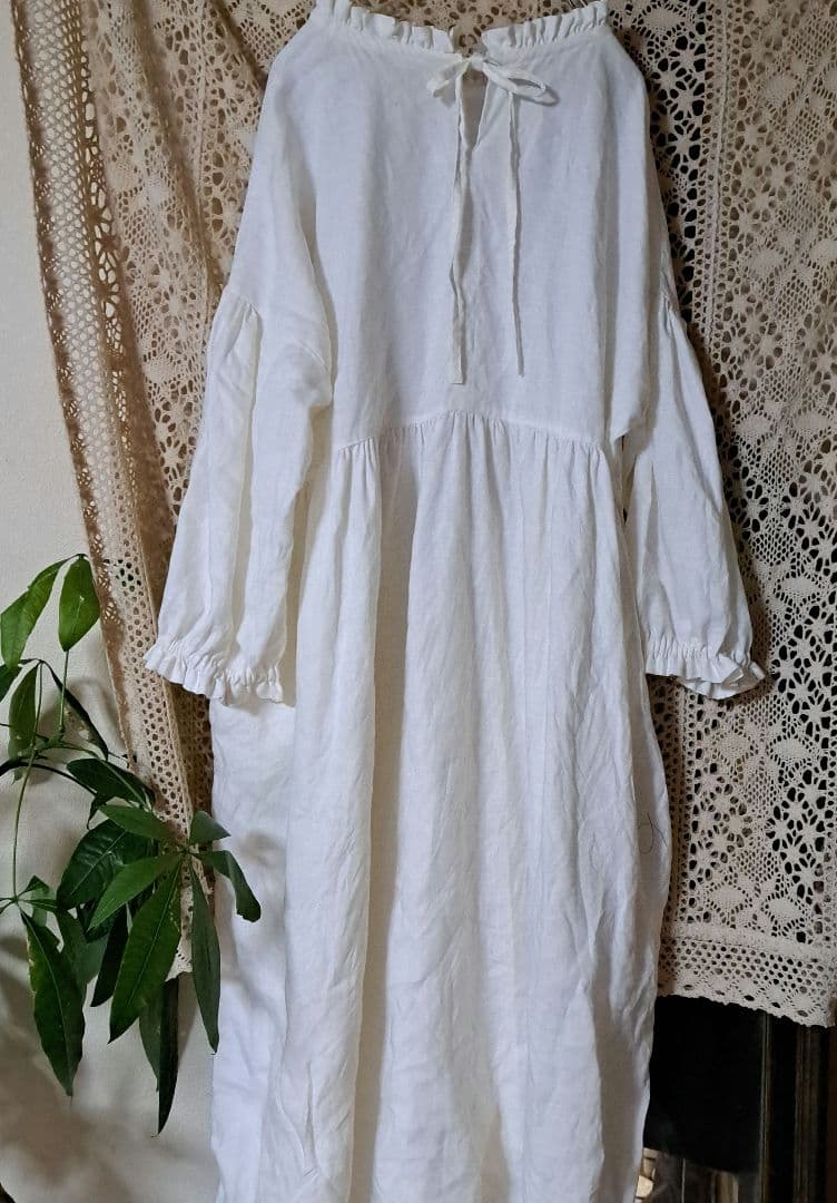 フレンチリネンギャザーたっぷりバッククロスロングエプロンドレス他おまとめ