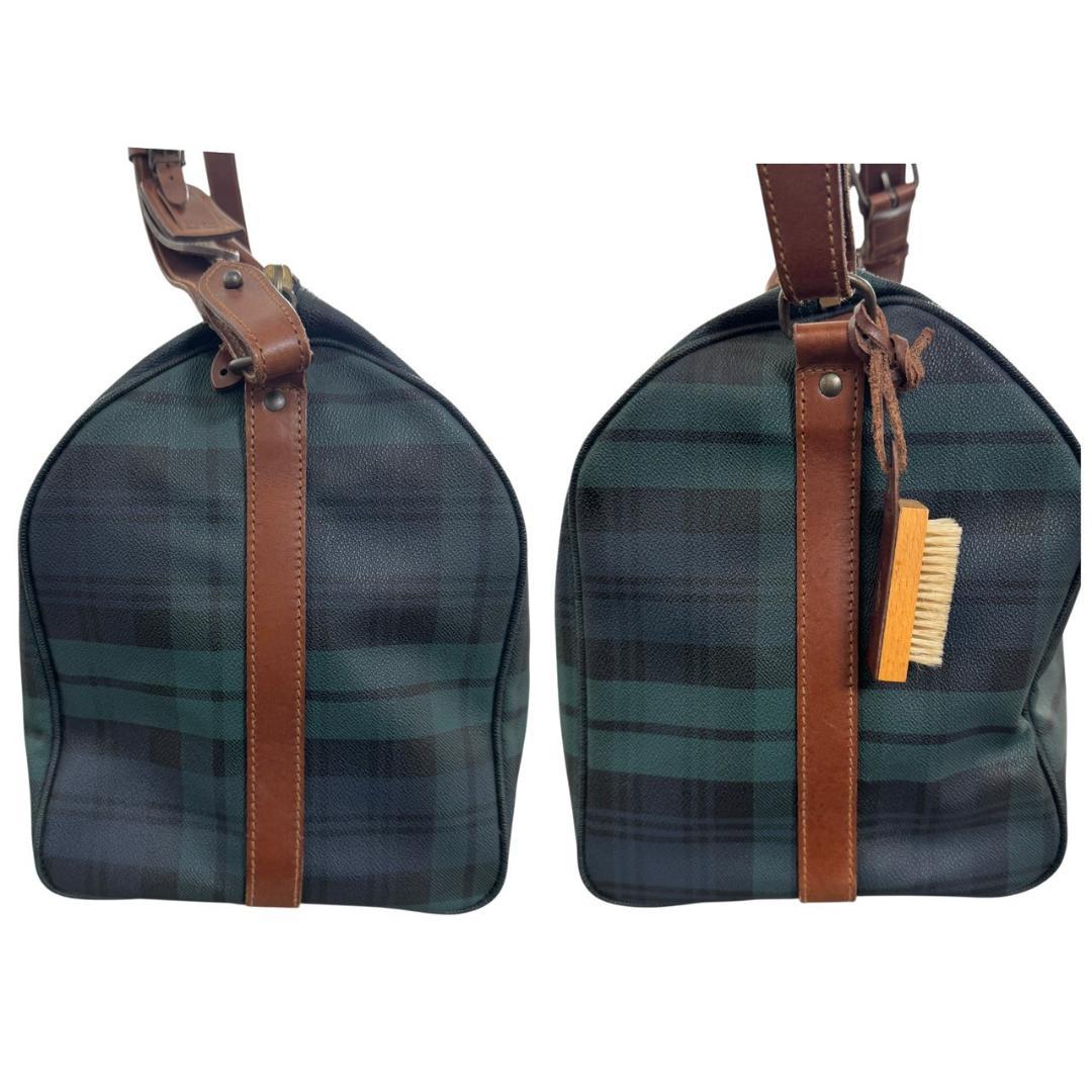 ラルフローレン　ボストンバッグ　2way　斜め掛け　鍵付き　チェック柄　グリーン
