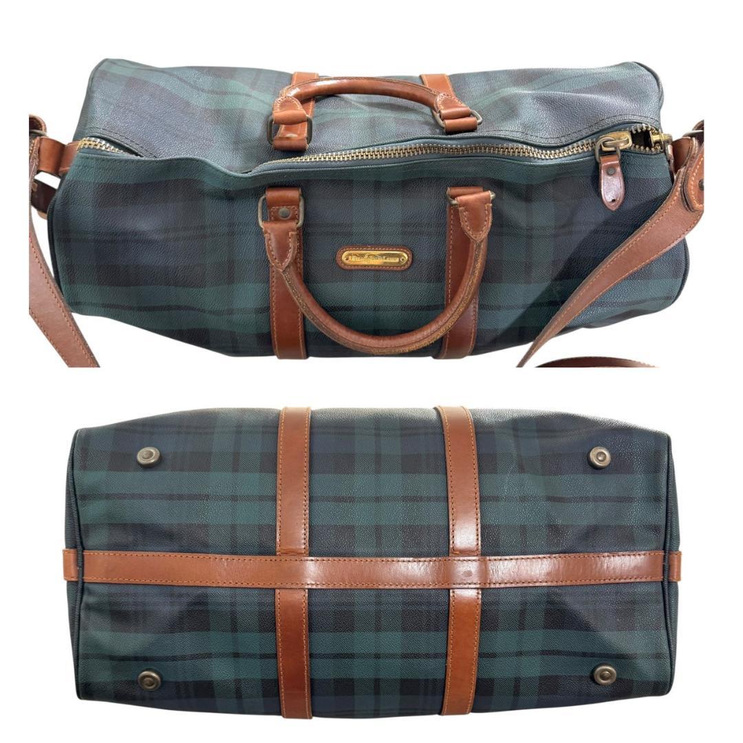 ラルフローレン　ボストンバッグ　2way　斜め掛け　鍵付き　チェック柄　グリーン
