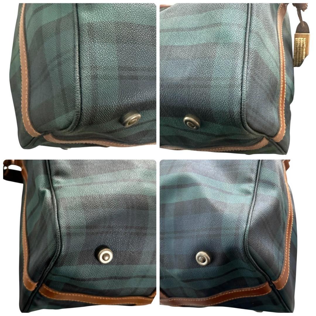 ラルフローレン　ボストンバッグ　2way　斜め掛け　鍵付き　チェック柄　グリーン