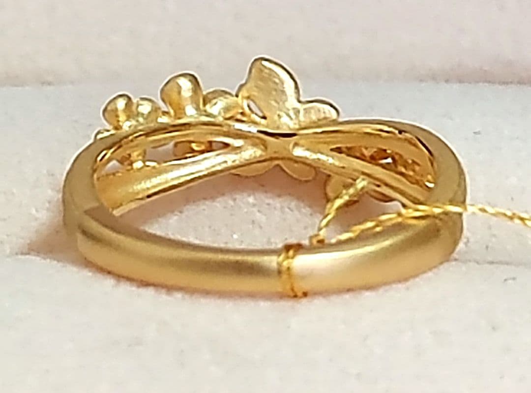 ☆新品☆プリマゴールドPRIMA GOLD 24K純金リング 〖花と蝶のダンス〗