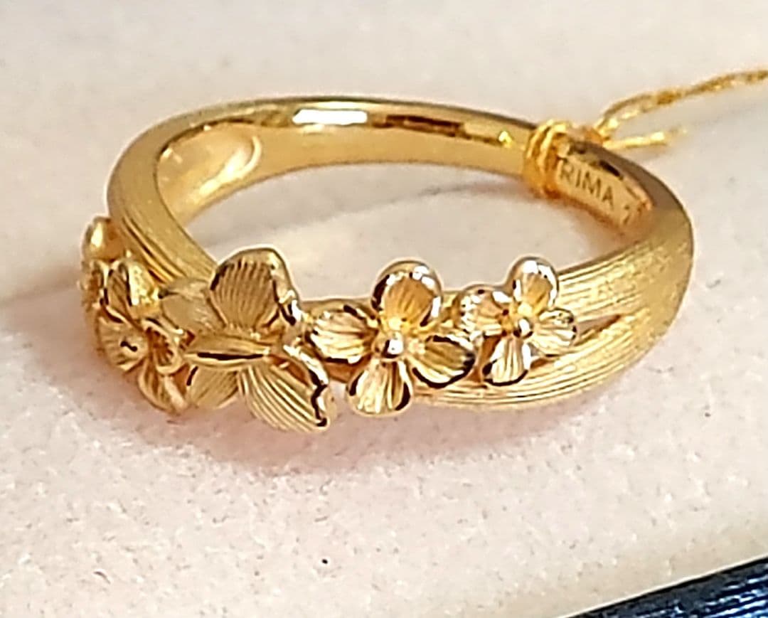 ☆新品☆プリマゴールドPRIMA GOLD 24K純金リング 〖花と蝶のダンス〗